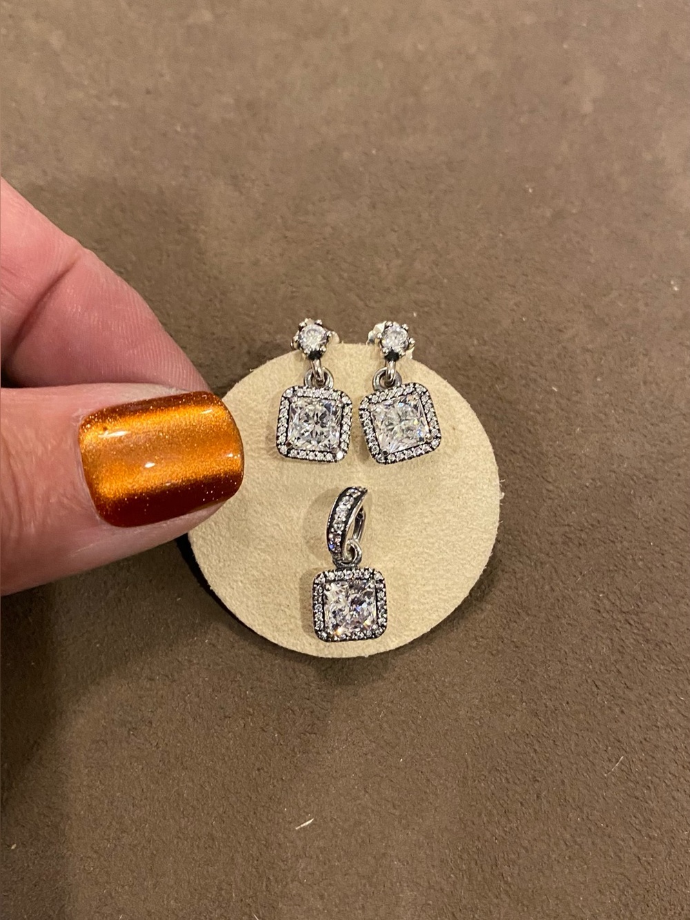 Pandora Retired  Timeless Elegant Pendant and Earrings